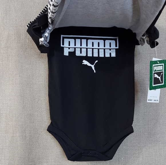 Puma 5pack bodysuits infant 18 months color Black, withe, gray. 100% cotton - Picture 3 of 9